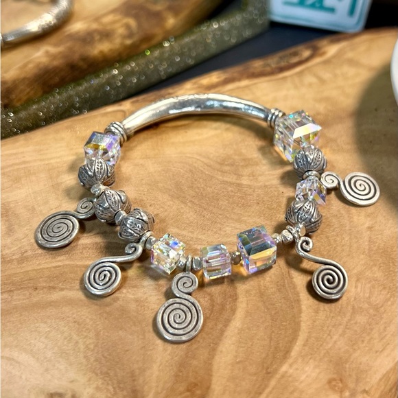 Vintage style Sterling Silver Bracelet with Swarovski beads - Picture 3 of 10